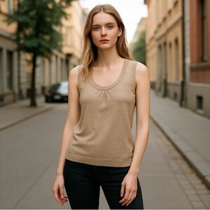 Lands' End Tan Sweater Vest sz Medium Wool Blend